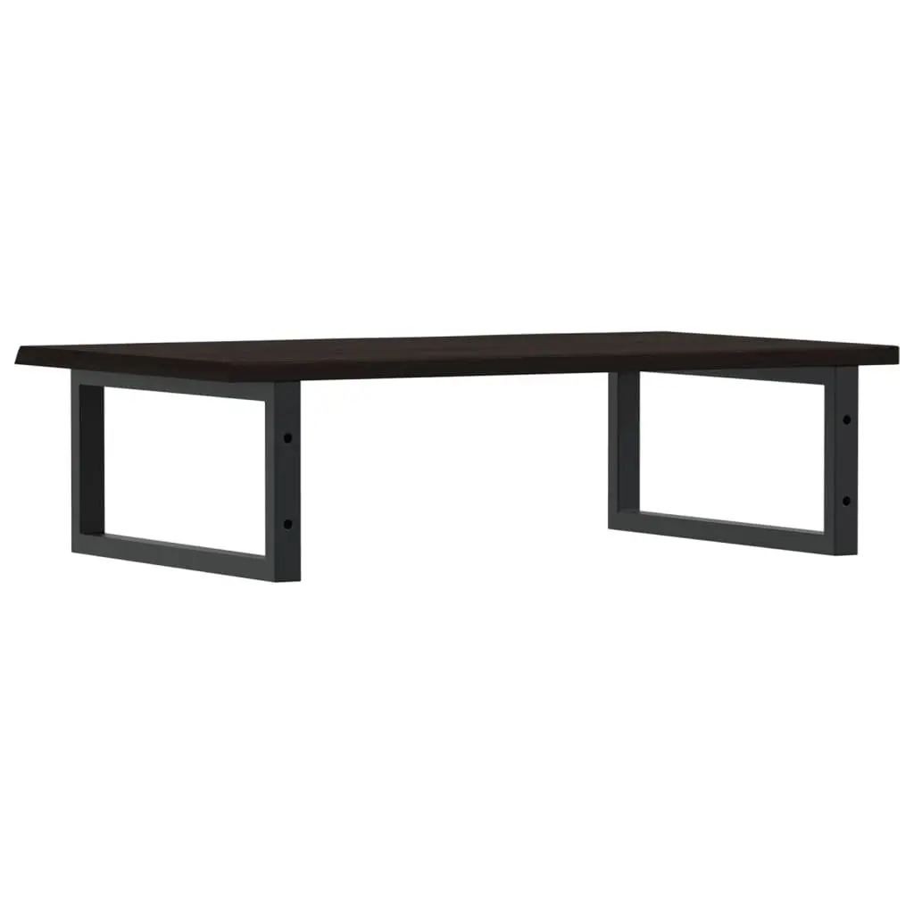 Wall Mounted Basin Shelf Steel Frame Solid Oak Wood Top Floating Cabinet