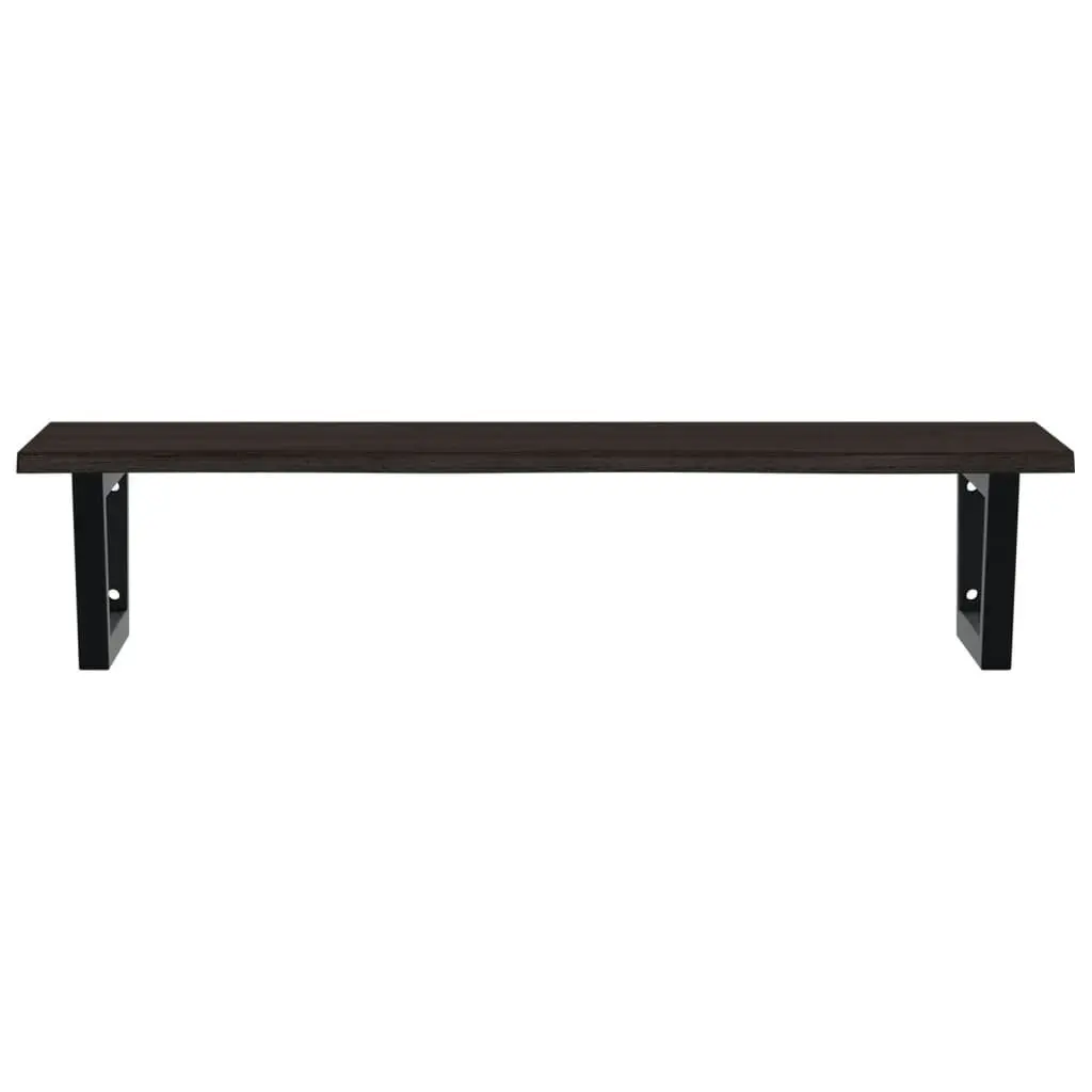 Wall Mounted Basin Shelf Bathroom Vanity Storage Steel Oak Wood Brown Floating