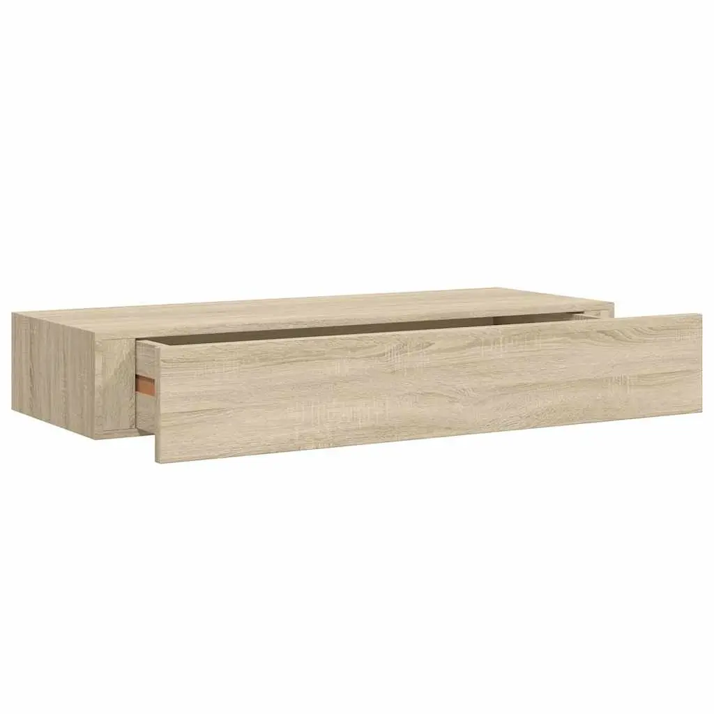Floating Drawer Shelves Wall-mounted Storage Organizer Oak Brown 60x23.5x10cm Set of 2
