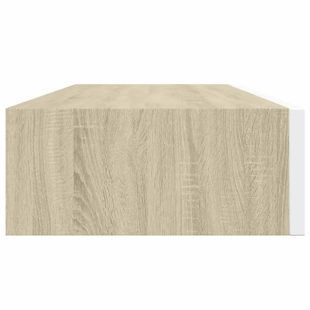 Wall-mounted Drawer Shelf Floating Storage Oak White 60x23.5x10cm