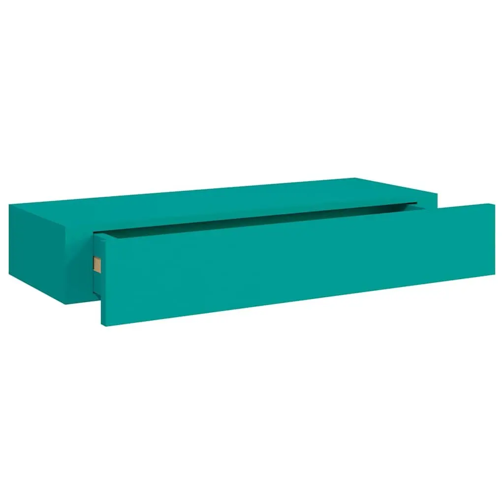 MDF Wall-mounted Shelf Blue with Drawer Storage 60x23.5x10cm