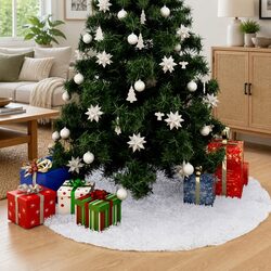 Your Friendly White Faux Fur Tree Skirt Awaits You