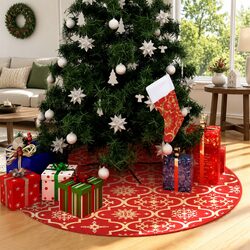 Enjoy the Holidays with a Red Tree Skirt and Matching Sock