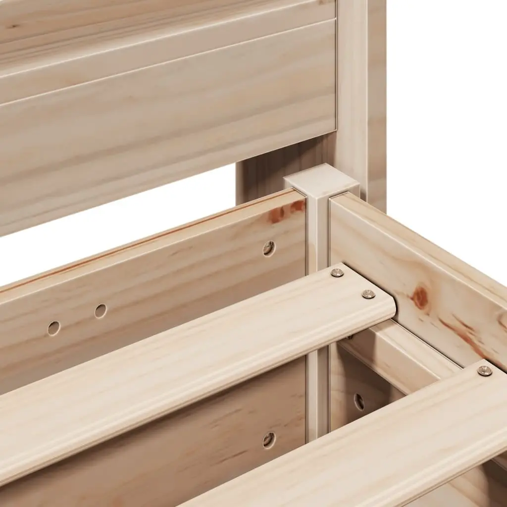 Bed Frame Solid Wood Pine 150x200cm Slatted Base Headboard with Storage Shelves