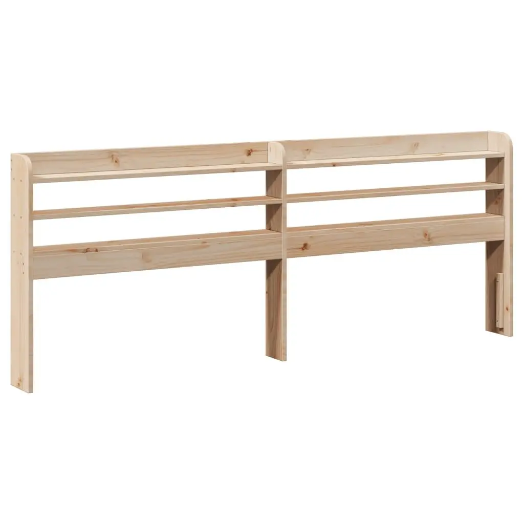 Solid Wood Bed Frame Slatted Base Headboard with Storage Shelves 135x190cm Brown