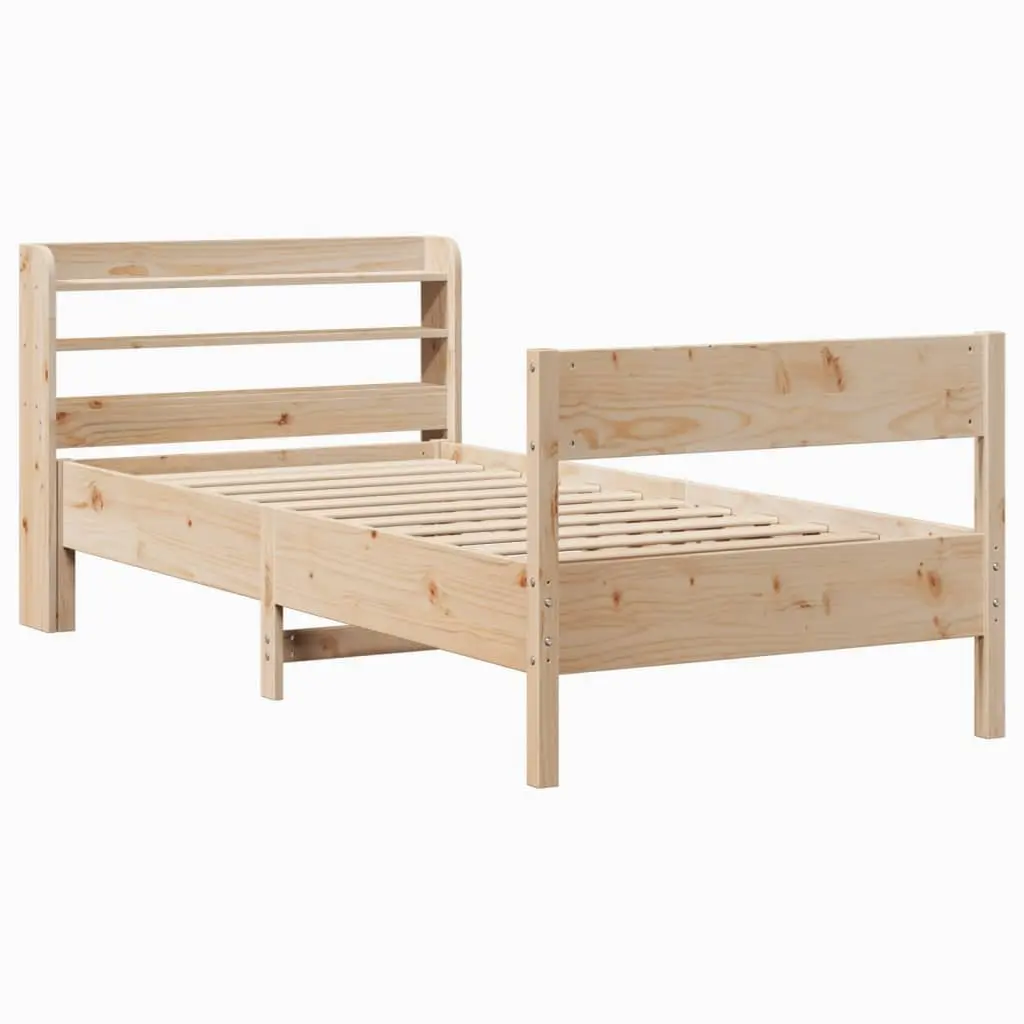 Pine Wood Bed Frame with Shelves for Extra Storage