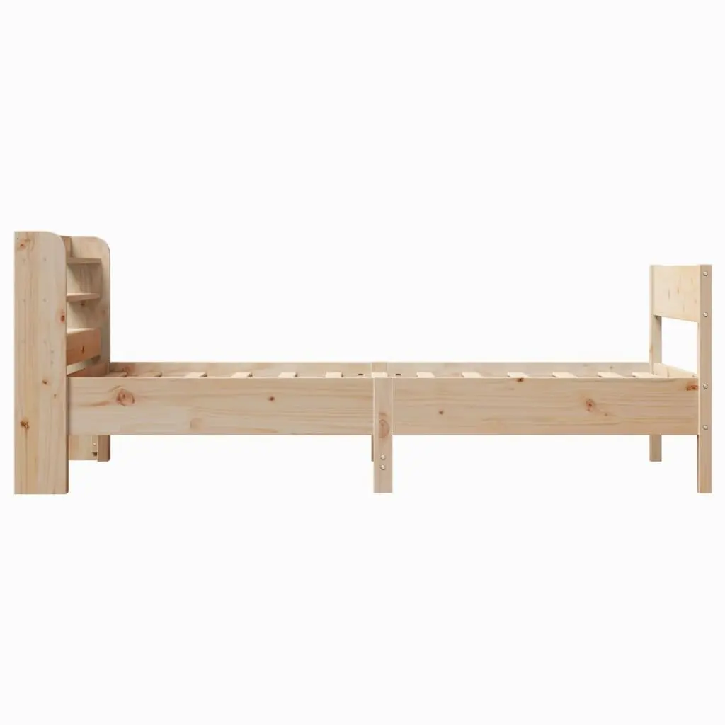 Pine Wood Bed Frame with Shelves for Extra Storage