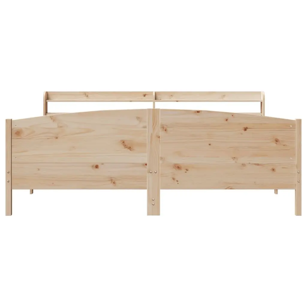 Solid Wood Pine Bed Frame with Headboard and Storage Shelves 180x200 cm