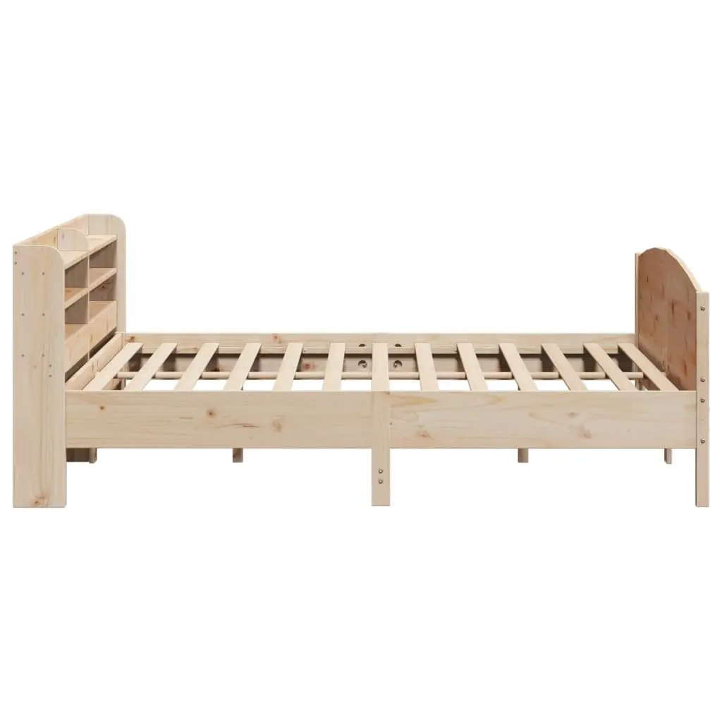Solid Wood Pine Bed Frame with Headboard and Storage Shelves 180x200 cm