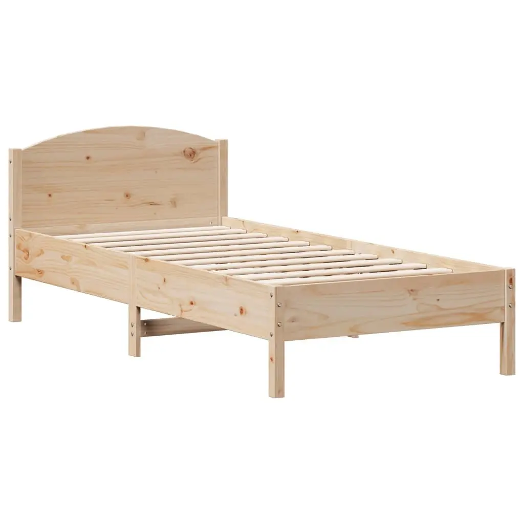 Solid Wood Pine Bed Frame 90x190 cm with Headboard Storage Shelves Brown