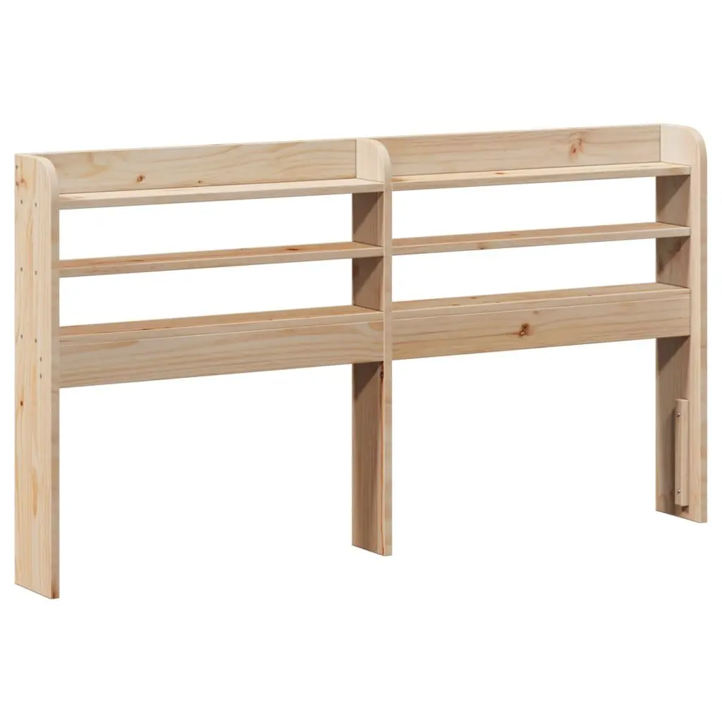 Solid Wood Bed Frame with Headboard and Storage Shelves 135x190 cm