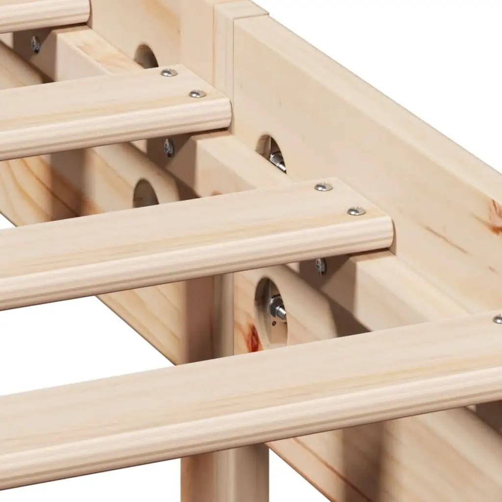 Solid Wood Bed Frame with Headboard and Storage Shelves 135x190 cm