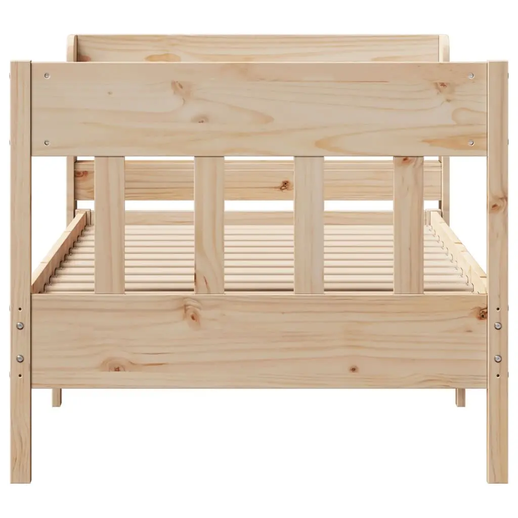 Solid Wood Pine Bed Frame with Headboard and Storage Shelves 90x190 cm