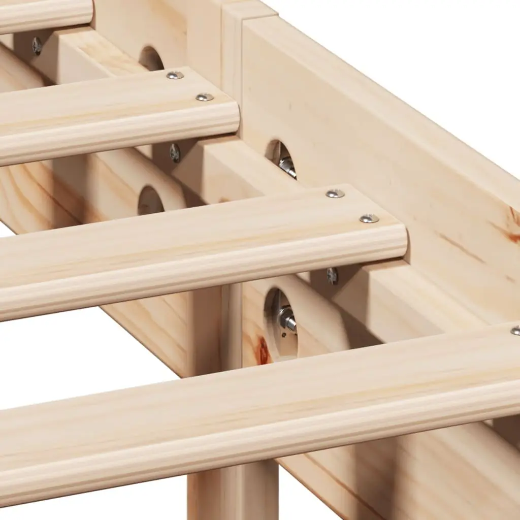 Solid Wood Pine Bed Frame with Headboard and Storage Shelves 90x190 cm