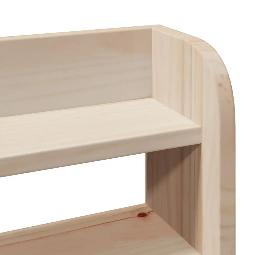 Solid Wood Pine Bed Frame with Headboard and Storage Shelves 90x190 cm