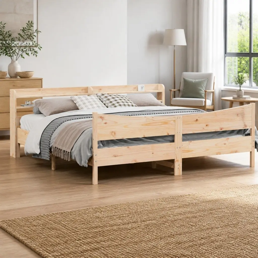 Bed Frame with Storage Headboard 180x200cm
