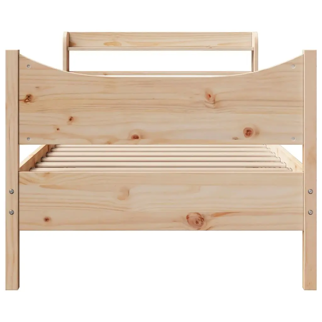 Bed Frame Solid Pine Wood with Headboard and Storage Shelves 90x200 cm