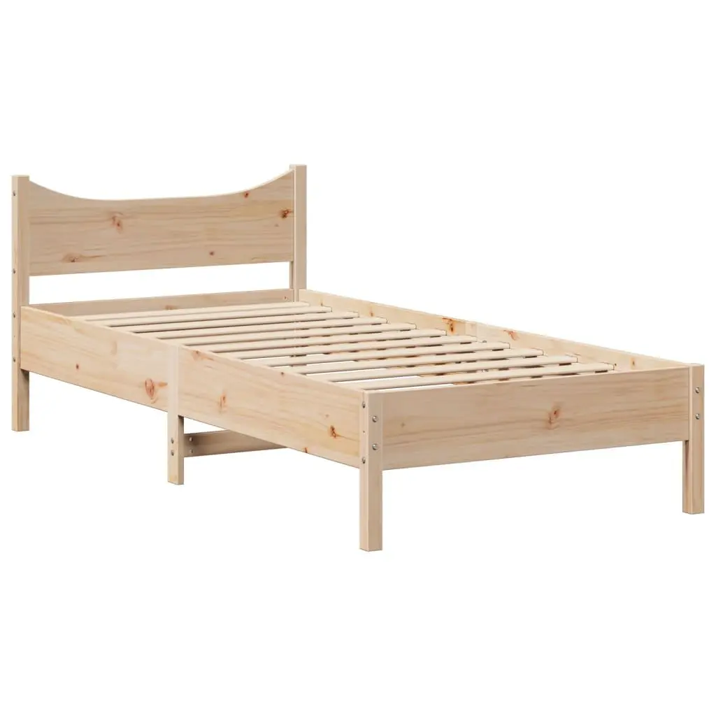 Bed Frame Solid Pine Wood with Headboard and Storage Shelves 90x200 cm