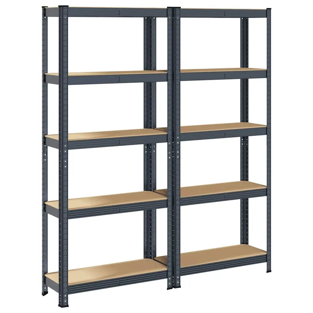 5-Layer Industrial Storage Shelves Steel Frame Engineered Wood Garage Workshop