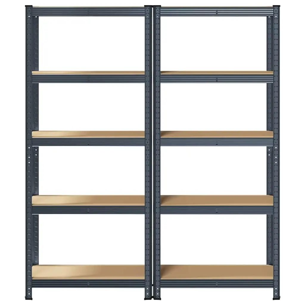 5-Layer Industrial Storage Shelves Steel Frame Engineered Wood Garage Workshop