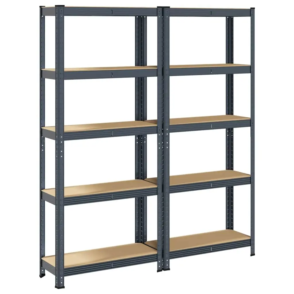 5-Layer Industrial Storage Shelves Steel Frame Engineered Wood Garage Workshop