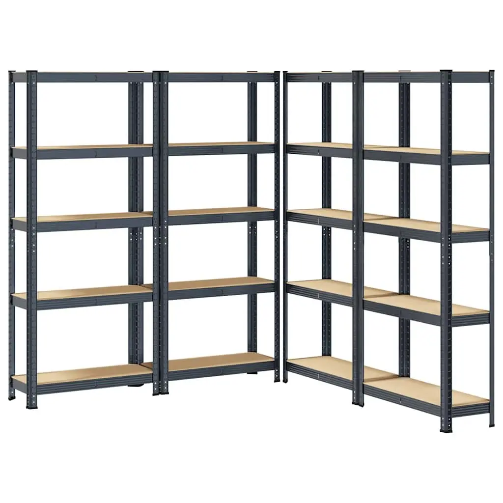 Industrial Storage Shelves Anthracite Steel Frame 5-Tier Height Adjustable 4 Pieces