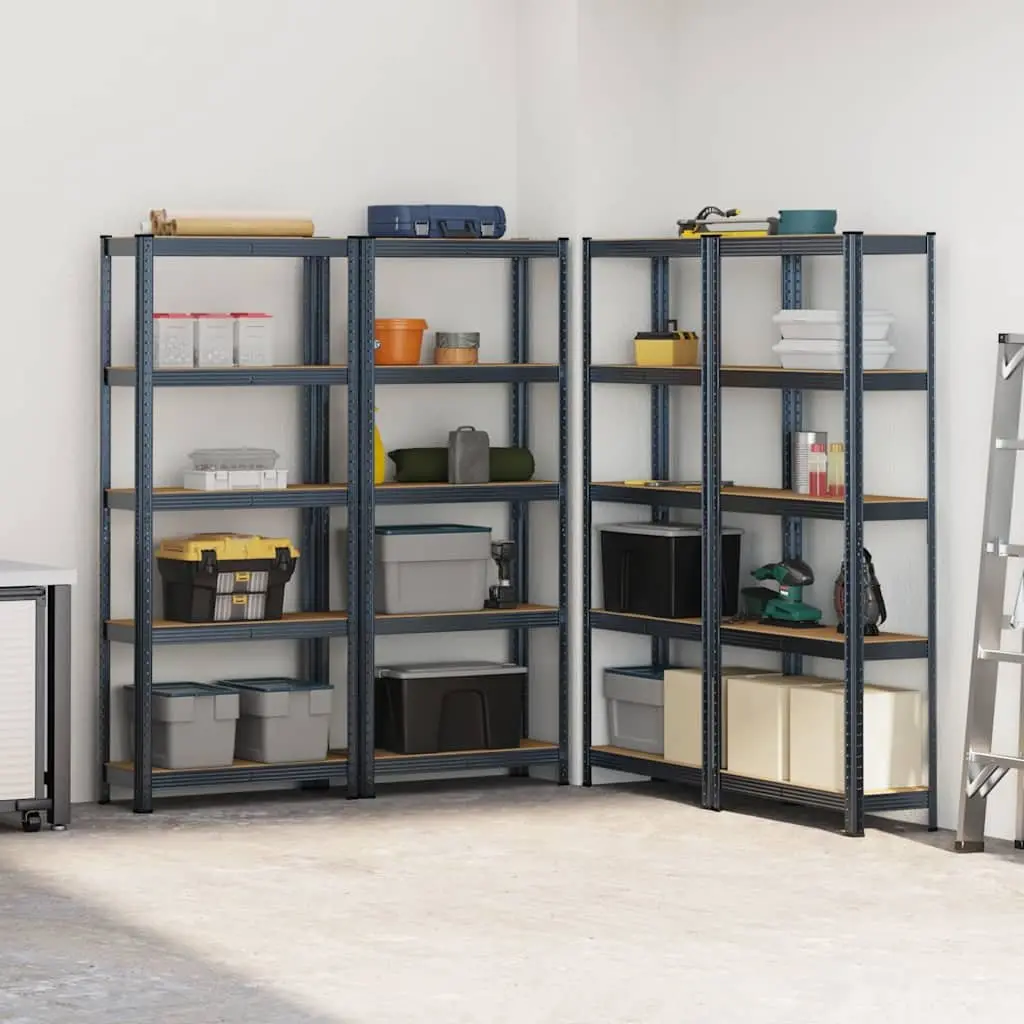Industrial Storage Shelves Anthracite Steel Frame 5-Tier Height Adjustable 4 Pieces
