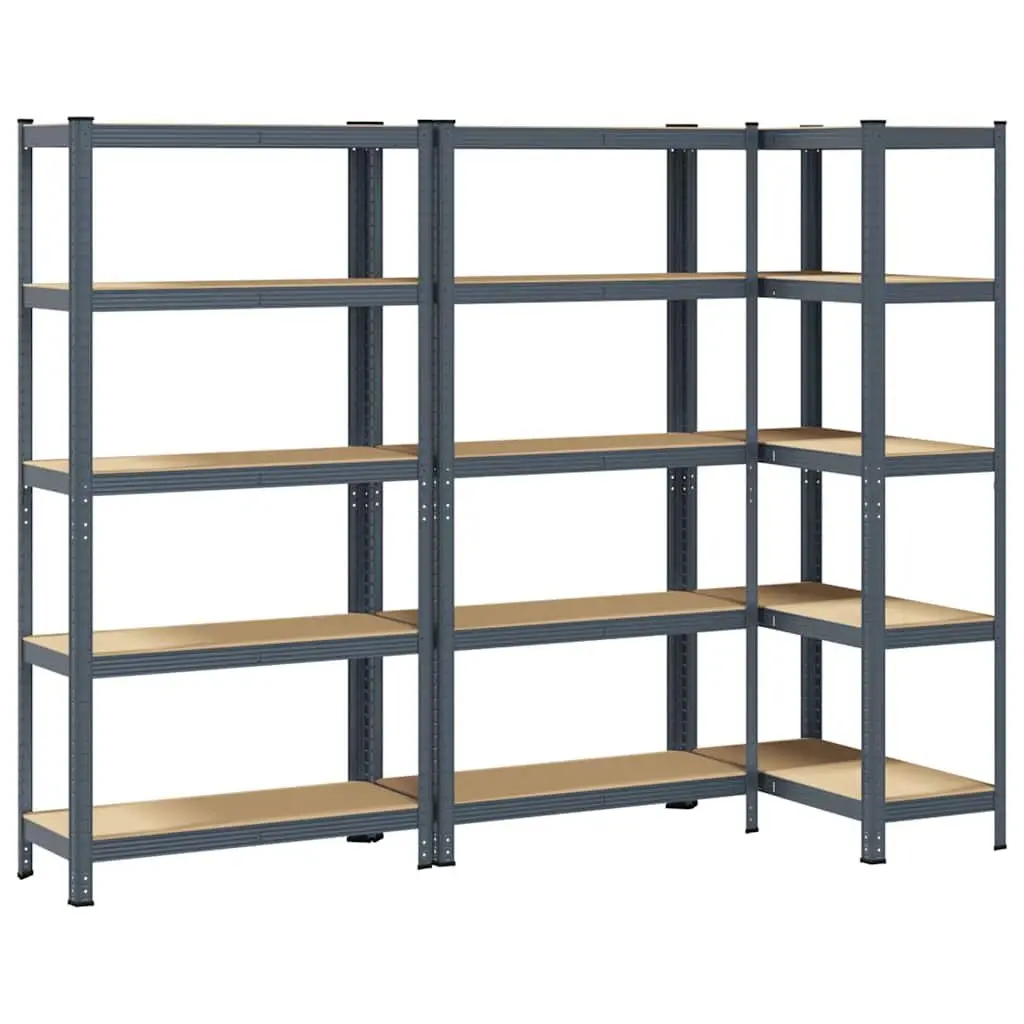Industrial Shelves Adjustable 5 Levels Steel Frame Engineered Wood Anthracite