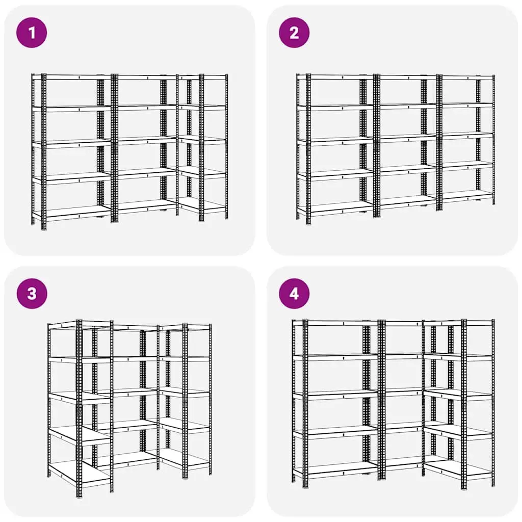 Industrial Shelves Adjustable 5 Levels Steel Frame Engineered Wood Anthracite