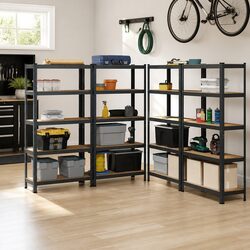 5-Layer Industrial Storage Shelves Unit 4 pcs Anthracite Steel Engineered Wood