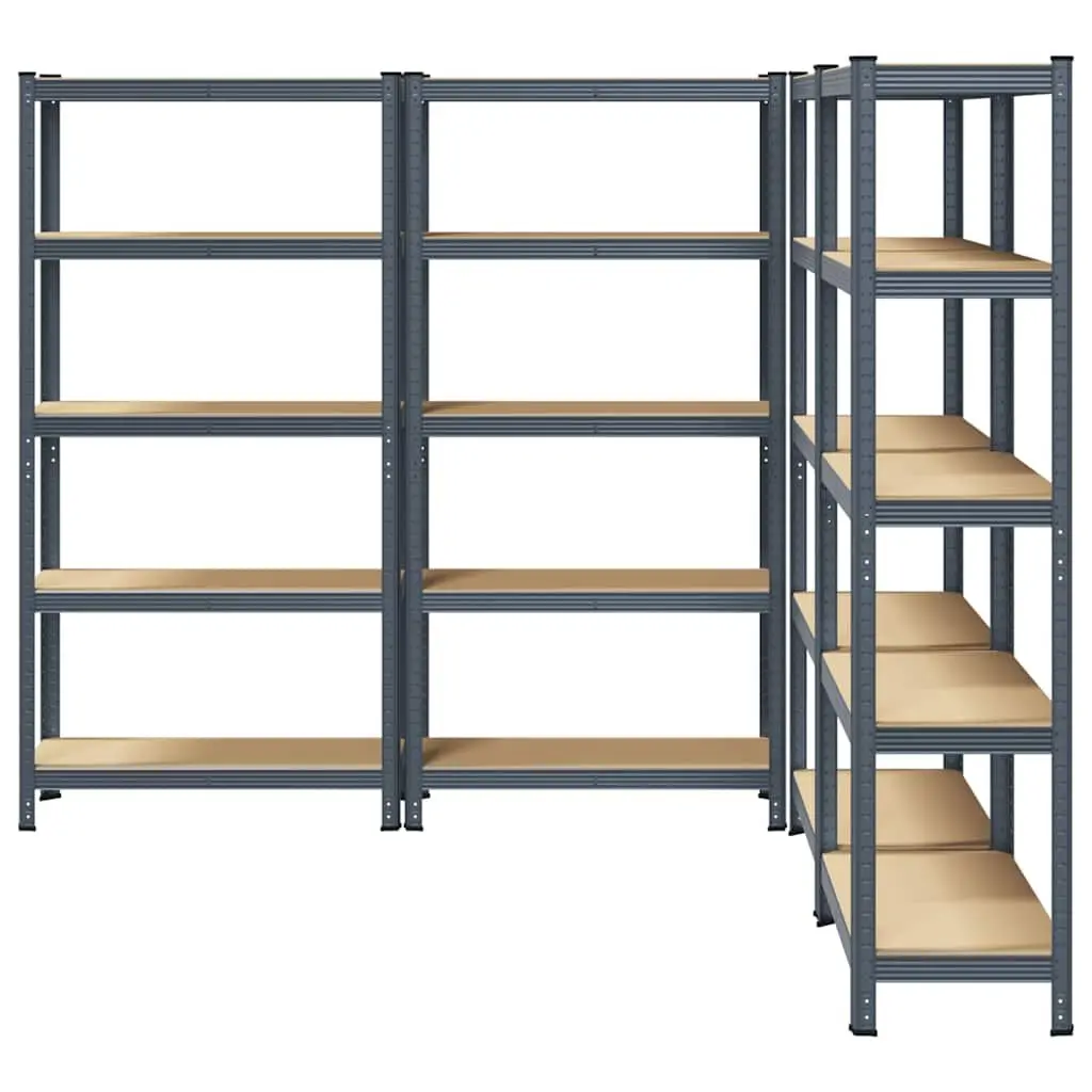 5-Layer Industrial Storage Shelves Unit Steel Frame Engineered Wood Anthracite 4 pcs