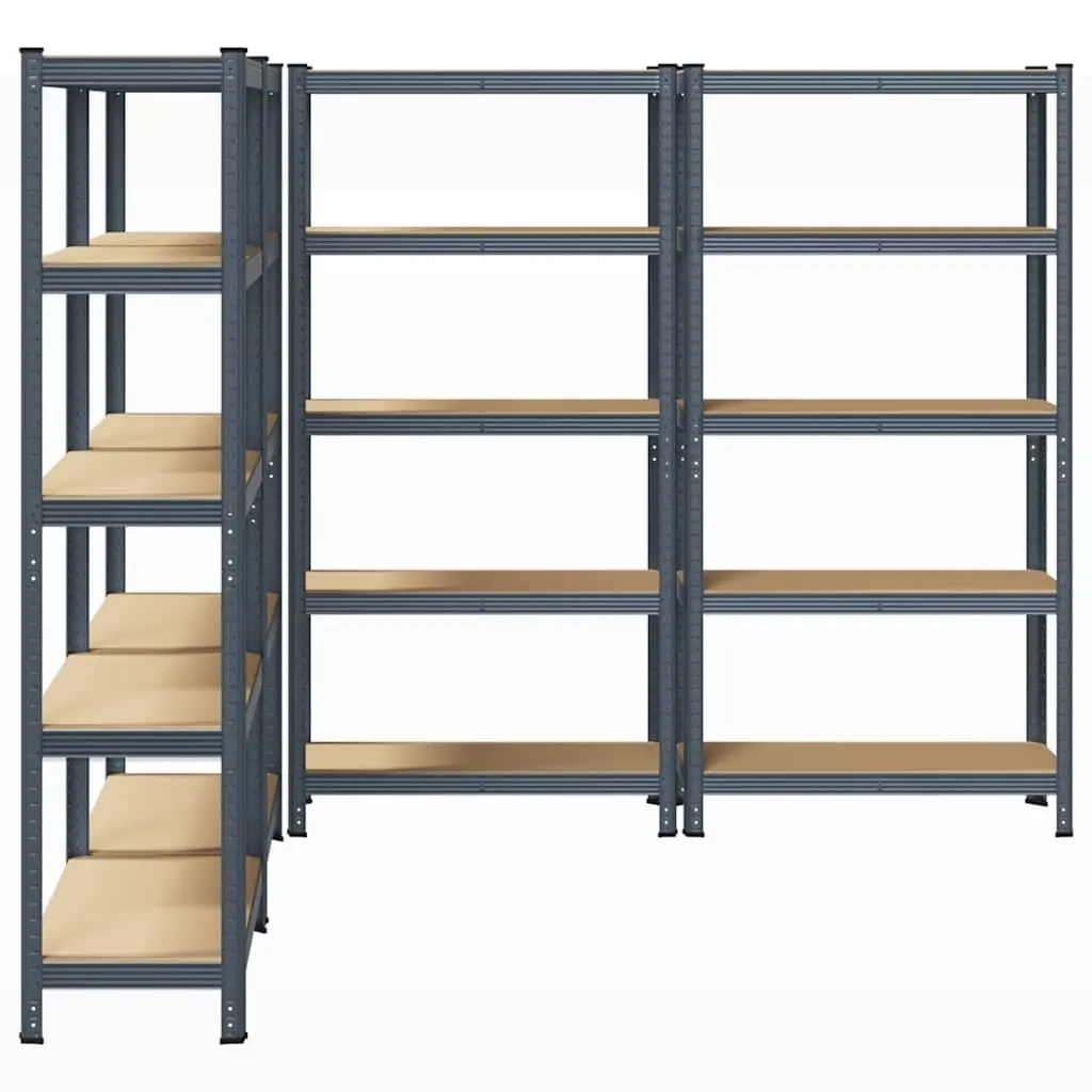 5-Layer Industrial Storage Shelves Unit Steel Frame Engineered Wood Anthracite 4 pcs