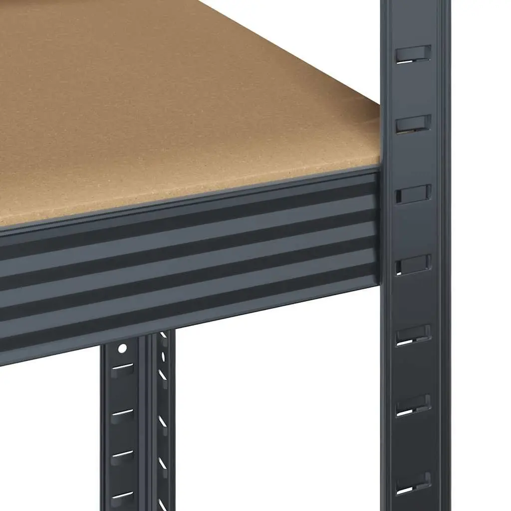 5-Layer Industrial Storage Shelves Unit Steel Frame Engineered Wood Anthracite 4 pcs