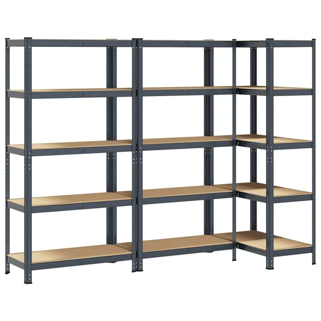 Heavy-Duty Industrial Storage Shelves 5-Layer Steel Frame Engineered Wood Rack