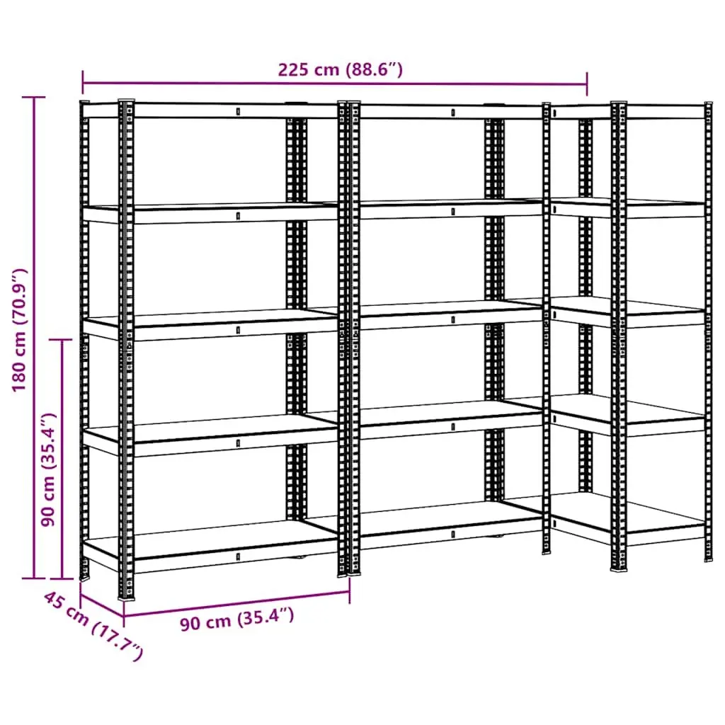 Heavy-Duty Industrial Storage Shelves 5-Layer Steel Frame Engineered Wood Rack