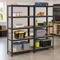 5-Layer Industrial Storage Shelves Anthracite Steel Engineered Wood Garage Rack