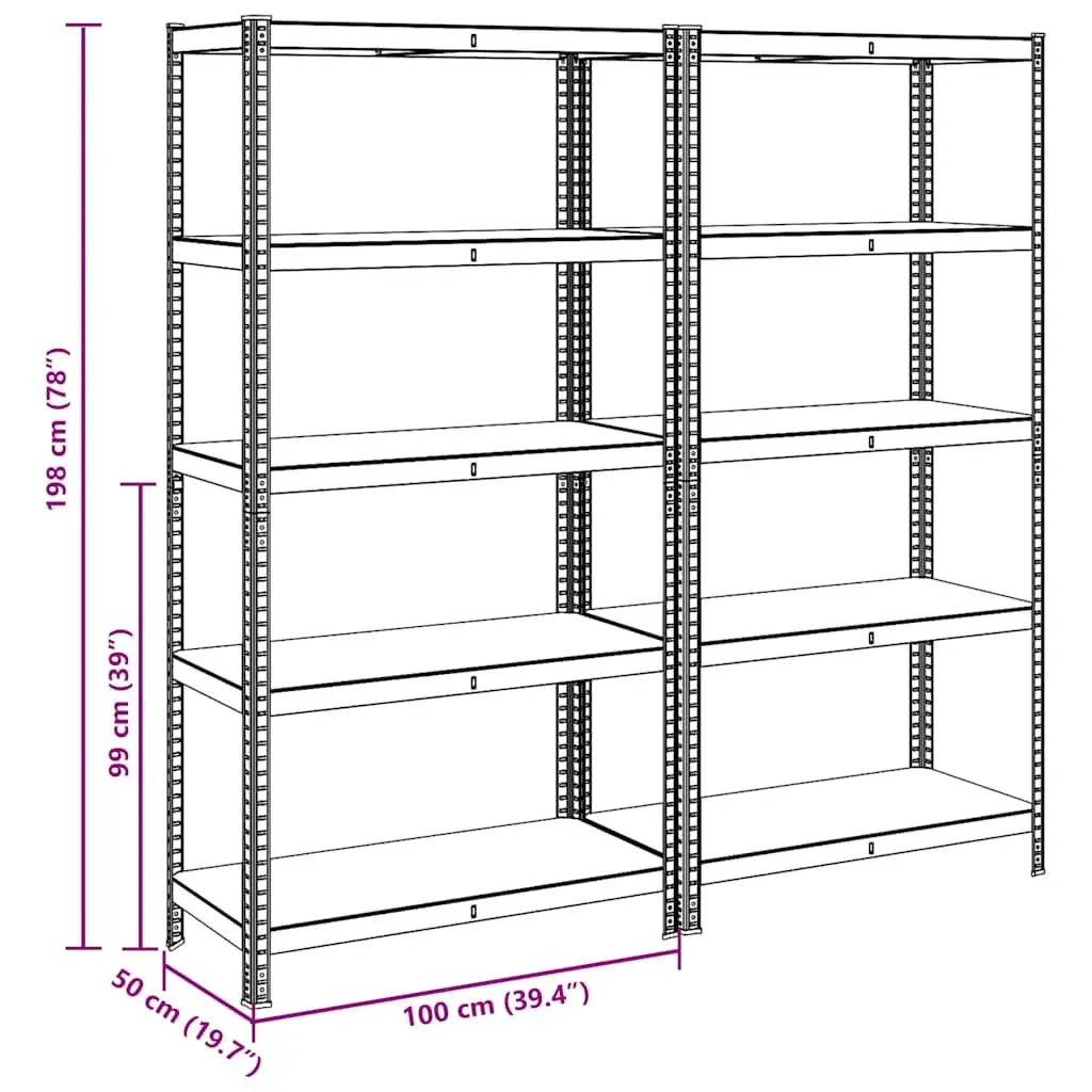 5-Layer Industrial Storage Shelves Anthracite Steel Engineered Wood