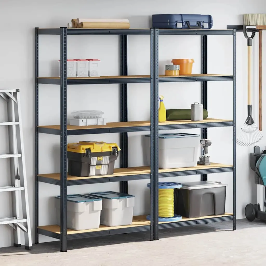 5-Layer Industrial Storage Shelves Anthracite Steel Engineered Wood