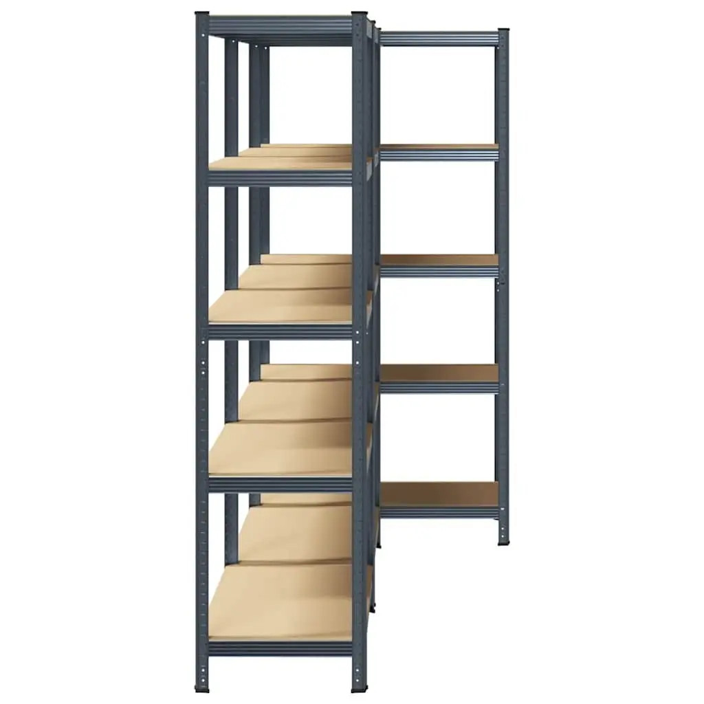 5-Layer Industrial Storage Shelves Anthracite Steel Engineered Wood 3 Pack