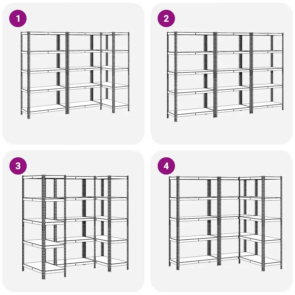 5-Layer Industrial Storage Shelves Anthracite Steel Engineered Wood 3 Pack