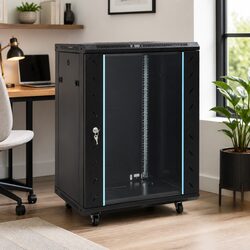 15U Network Cabinet 19" Standard Rack Mount System Black Storage Enclosure