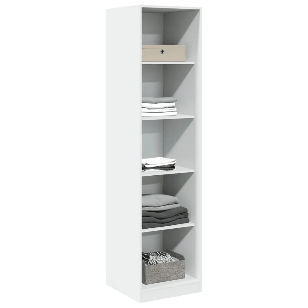 White Wardrobe Cupboard 5 Compartment Storage Cabinet Engineered Wood
