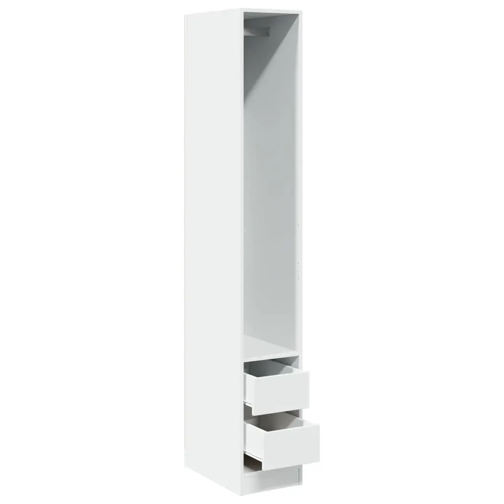 Wardrobe White Compact 30x50x200 cm Storage Cabinet with Compartment Drawers