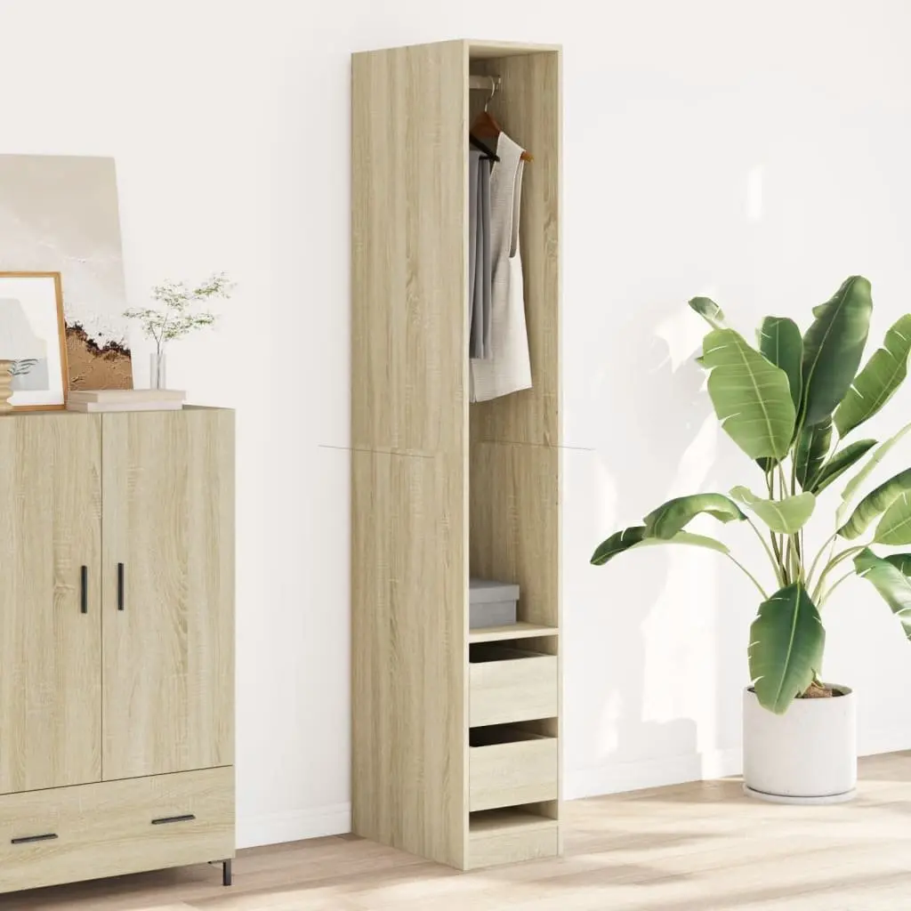 Wardrobe Cupboard Brown Engineered Wood Cabinet Storage Compact 30x50x200cm