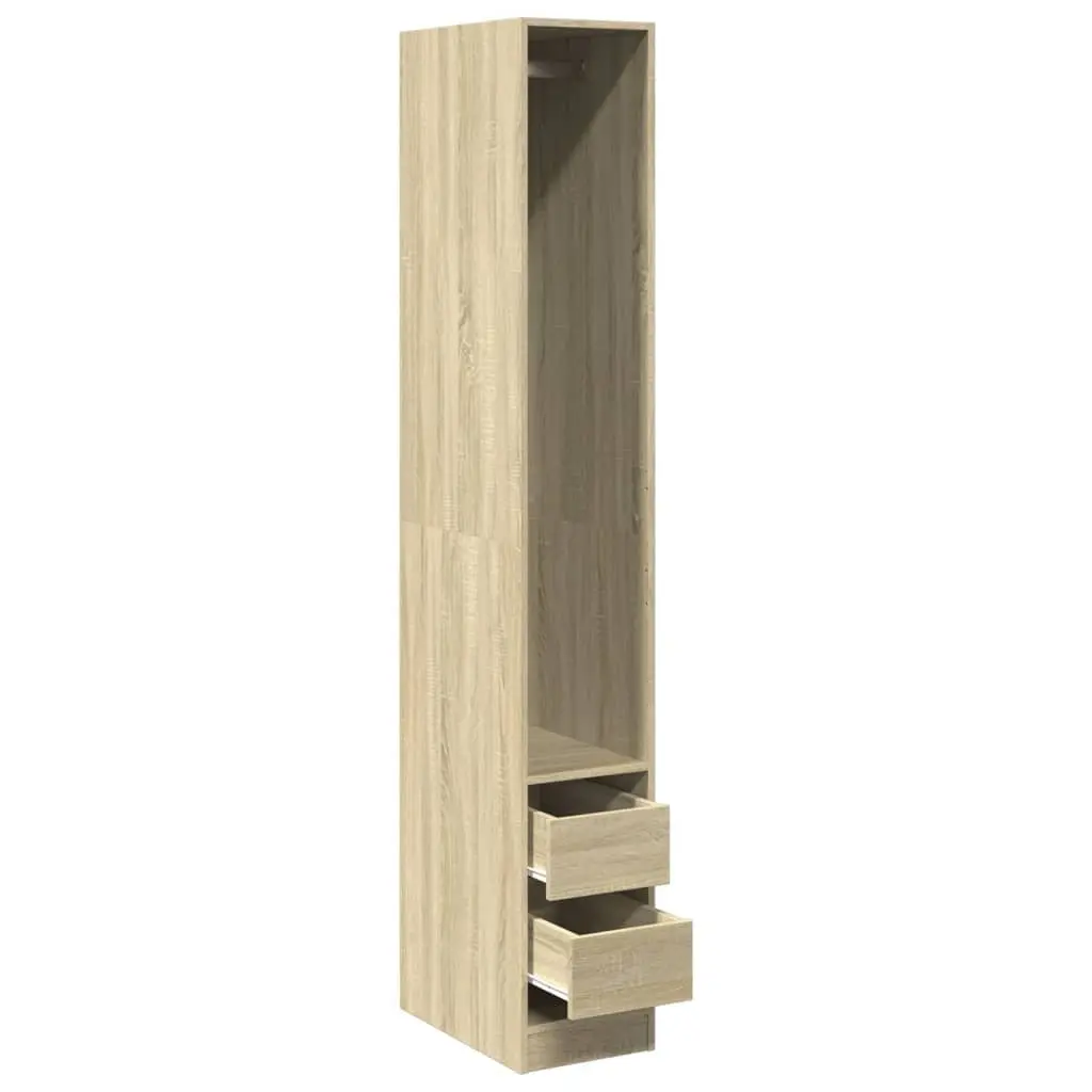 Wardrobe Cupboard Brown Engineered Wood Cabinet Storage Compact 30x50x200cm