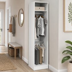 Wardrobe Cupboard White 50x50x200 cm Storage Cabinet 2 Compartments Hallway