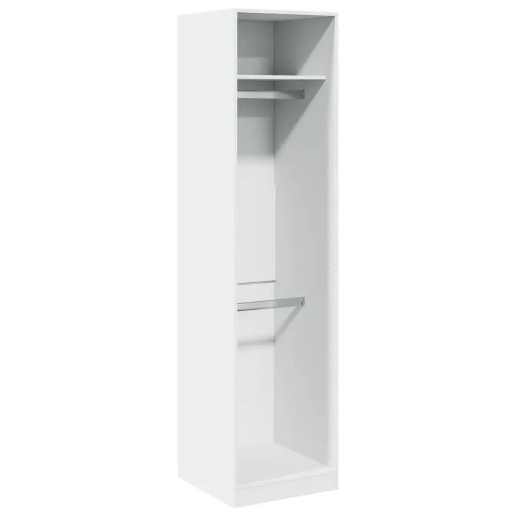 Wardrobe Cupboard White 50x50x200 cm Storage Cabinet 2 Compartments Hallway