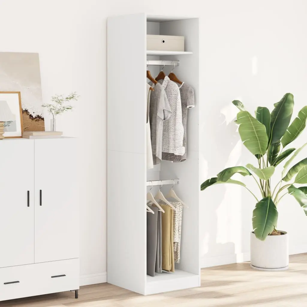 Wardrobe Cupboard White 50x50x200 cm Storage Cabinet 2 Compartments Hallway