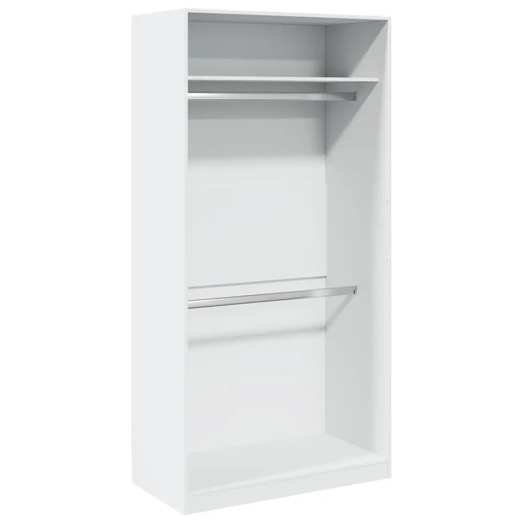 White Wardrobe Cupboard 100x50x200cm Engineered Wood Hallway Storage 2