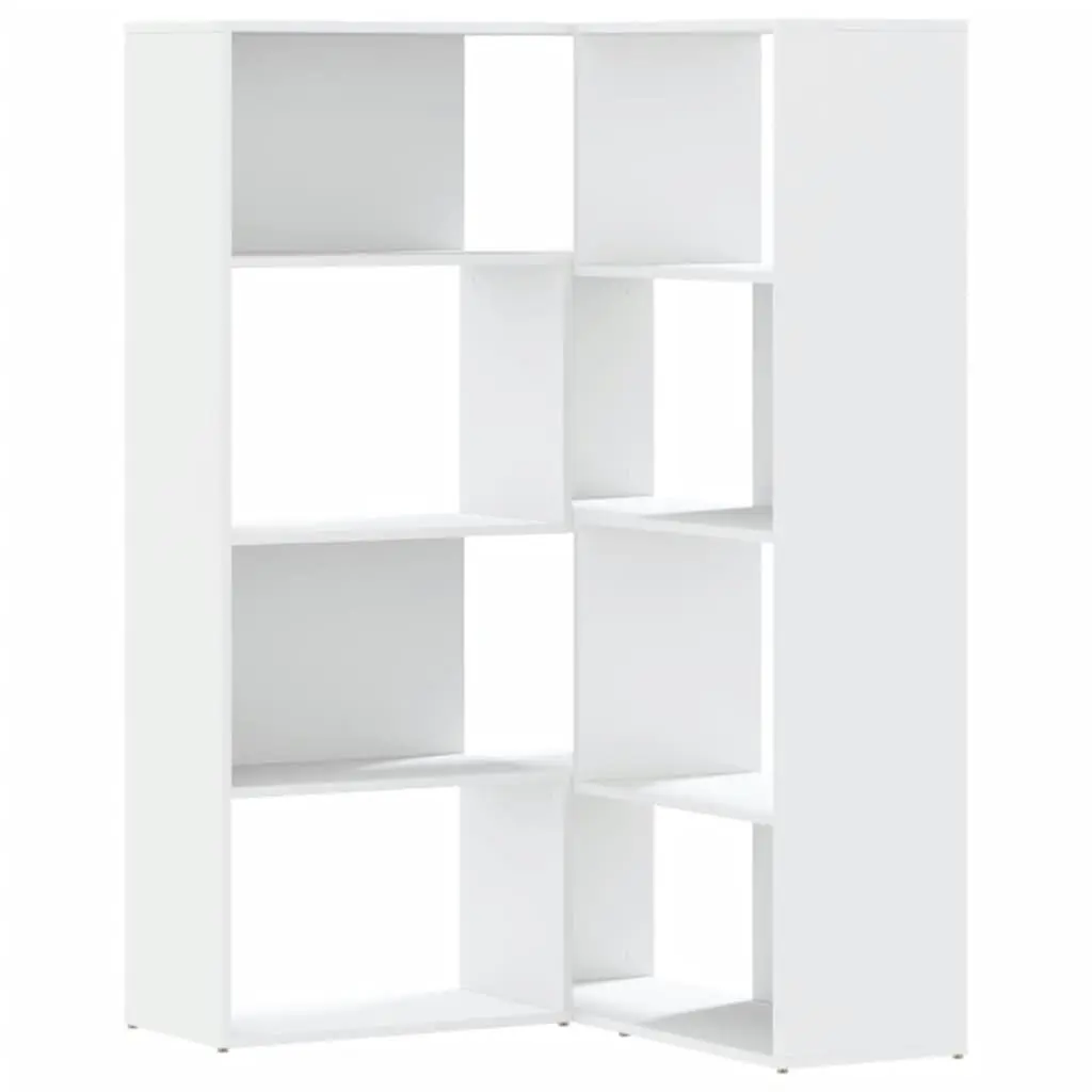 Corner Bookcase 4-Tier White Engineered Wood 85x85x140cm Shelving Storage Unit